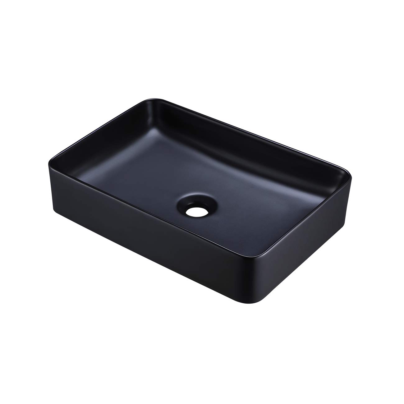 KES Bathroom Vessel Sink 20 Inch Above Counter Rectangular Matte Black Countertop Sink for Cabinet Lavatory Vanity, BVS123S50-BK