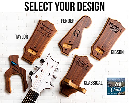 Personalized Wall Mount Custom Headstock Shapes By Left Coast Original (Espresso, Fender And Taylor) #TOP2