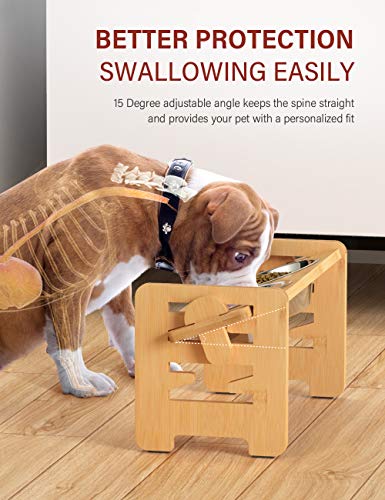 Vantic Elevated Dog Bowls-Adjustable Raised Dog Bowls with Stand for Small Size Dogs and Cats,Durable Bamboo Dog Feeder… - Image 4