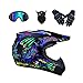 Motocross Helm Fullface Helm,Motorradhelm mit Brille Handschuhe Maske,Kinder-Cross-Helm ABS-Schale,MTB Helm Enduro Downhill BMX Off Road ATV Schutzhelm für Herren Damen (L(56-57 cm))