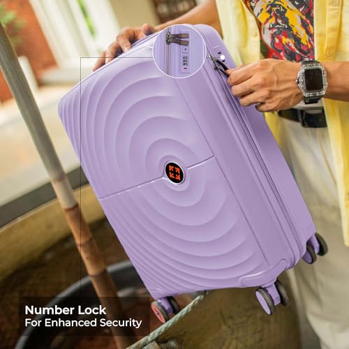Image of Nasher Miles Polypropylene Spinner Seattle Hard-Sided Cabin Luggage 20 inch | 55cm | 8 Wheels Small Trolley Bag for Travel | Suitcase (Pastel Purple)