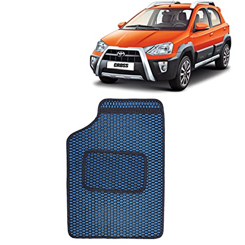 Image of Kingsway Dotted Design Car Floor Foot Mats Universal Fit for Toyota Etios Cross, Model Year : 2014 Onwards, Water and Dustproof, Color Blue, Set of 5 Pieces