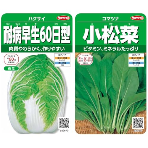 【セット買い】実咲野菜 ハクサイ 耐病早生60日 小袋002941 + サカタのタネ 実咲野菜2770 小松菜 00922770