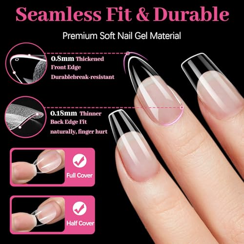 Image of 450 Pcs Medium Almond Coffin Square Nail Tips 3 Styles