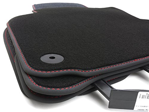 Colore: Nero/Rosso - adatto agli interni//Contenuto della confezione: 4 pezzi con bottoni automatici VW fissaggio