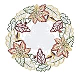 Picture of Embroidered Autumn Fall Leaf Doily, Placemat (11 inch Round)