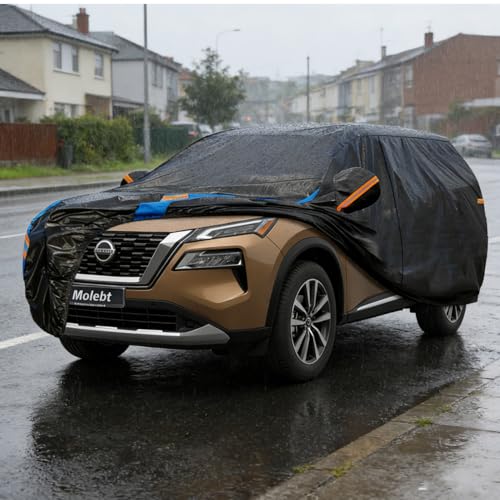 Image of Custom Fit Car Cover for Nissan Rogue (2007-2026), Upgraded Waterproof All Weather Outdoor Auto Cover with Driver Door Zipper & Mirror Pockets, UV /Snow /Dust Protection