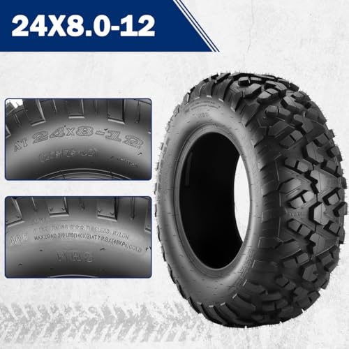 Image of MaxAuto 24x8-12 ATV UTV Tires, 24x8x12 All Terrain ATV Tires for All Trail Tire, 24 8 12 Mud Sand Off-Road Tire, 6PR Tubeless, 2 Pack