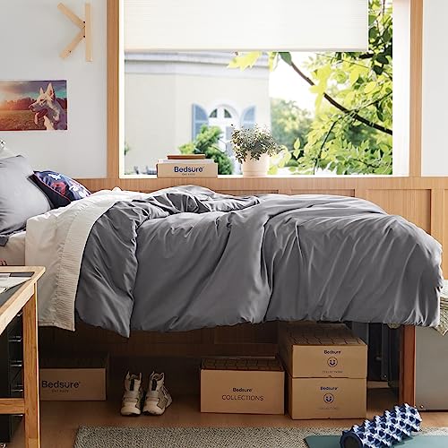 Bedsure Twin/Twin Xl Duvet Cover Kids - Soft Brushed Microfiber Duvet Cover Twin, 2 Pcs, Includes 1 Grey Kids' Duvet Cover (68"X90") With Zipper Closure & 1 Pillow Sham, No Comforter #TOP3