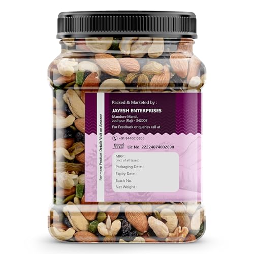 Image of Earthy Eats Premium Dry Fruits Trail Mix 500g | Wholesome Crunch Nut & Fruit Blend | Healthy Snack Mix for Daily Use, Gifting & Travel | Reusable Jar Pack