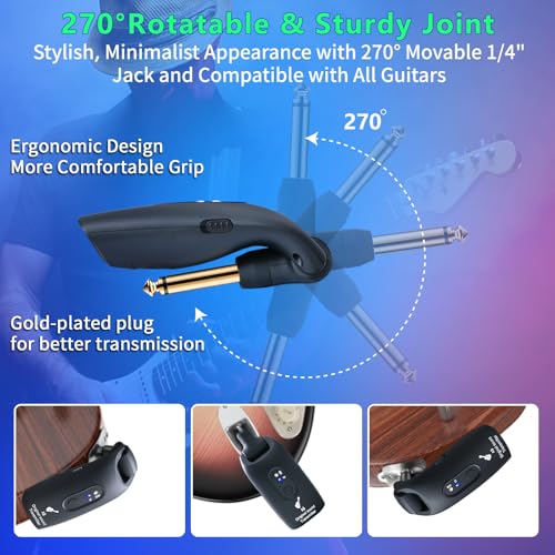 Image of A9 Wireless Guitar System 2.4GHz Built-in Rechargeable Lithium Battery 270Rotate Audio Wireless Transmitter Receiver for Guitar Bass Violin Keyboard Electric Instruments (IK-L0AM-OVFE)