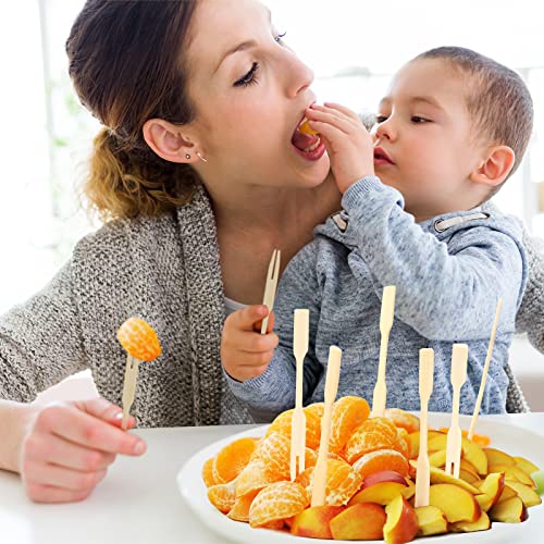 3 Packs Mini Bamboo Forks 3.5 Inch, Small Forks For Appetizers, Cocktail Forks Fruit Forks, Toothpicks For Appetizer, Disposable Wooden/Wood Food Picks For Charcuterie Board Accessories. 330 Pcs #TOP1