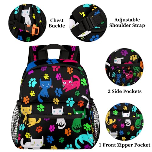 Rainbow Cat Kids Backpack Cat Animal Toddler Backpack for Boys Girls Mini Bookbag for Preschool Kindergarten with Chest Strap3
