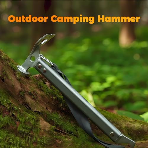 Martillo de Camping de Aluminio, Martillo 3 en 1 para Estacas de Tienda con Extractor y Abrebotellas 12" Multiherramienta Ligera para Camping, Senderismo y Mochilero (Naranja) miniatura 7
