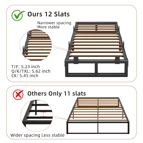 Image of 18 Inch Metal Twin Bed Frames with Stable Steel Support, Noise-Free