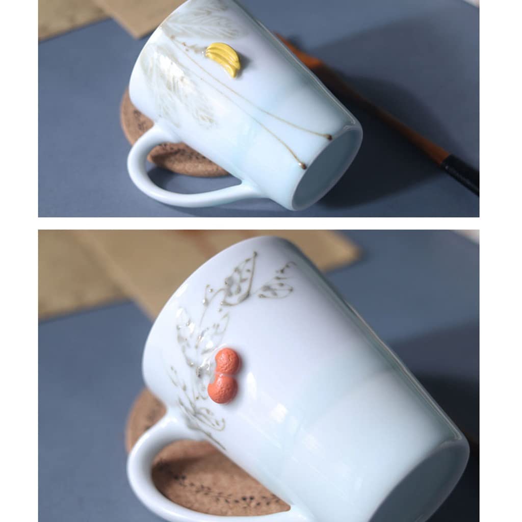 SISWIM Keramikbecher Keramik Handgemachte Becher Frucht 3D Dreidimensionale Paar Tasse Home Office Study School Coffee Tee Cup Smart Mug (Color : B)