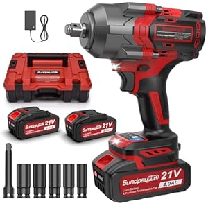Cordless Impact Wrench 900Ft-lbs(1200N·m) – 21V 1/2″ Brushless Power Impact Driver with 2 * 4.0Ah Batteries – 3200RPM High Torque Electric Impact Gun with Sockets & Fast Charger & Case