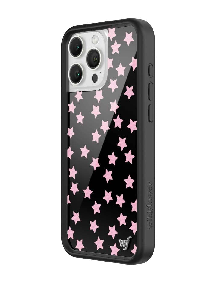 Image of Wildflower Cases - Compatible with iPhone 16 Pro Max | Protective Black Bumper, 4ft Drop Test Certified, Women Owned Small Business | Pink Trendy y2k Alt Girl Super Cute Star