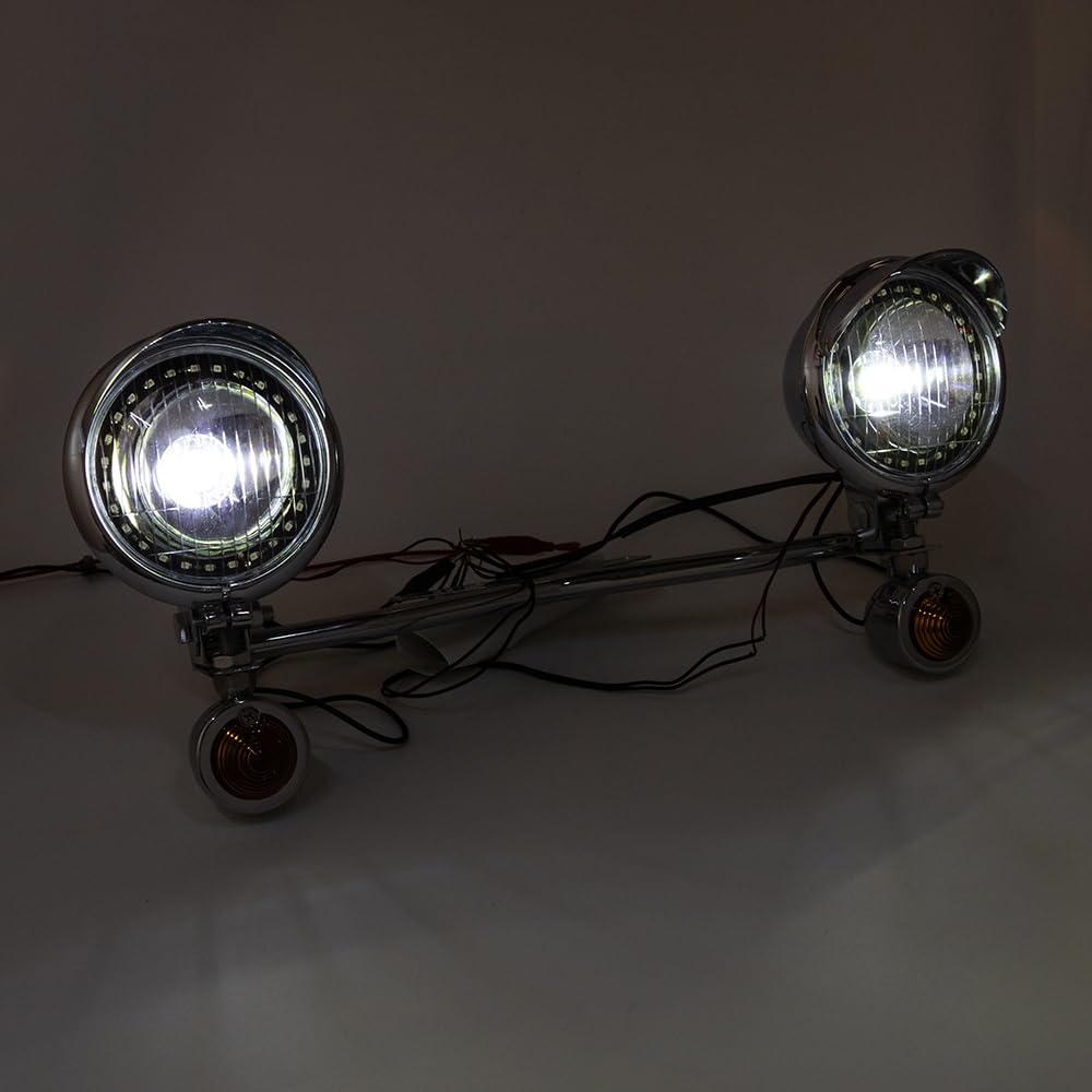 Universale Faretti Moto Supplementari Chrome Fendinebbia Moto Cromati Fari Supplementari LED Staffa a braccio lungo Compatibili Con Shadow VT 750 1100