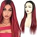 Produktbild Daimer 4X4 Brasilianische straight Lace Front Human Hair Perücken mit Women Ombre Burgundy 1B/99J Pre Plucked Remy Comfortable Hair 130% Dichte 22 Zoll