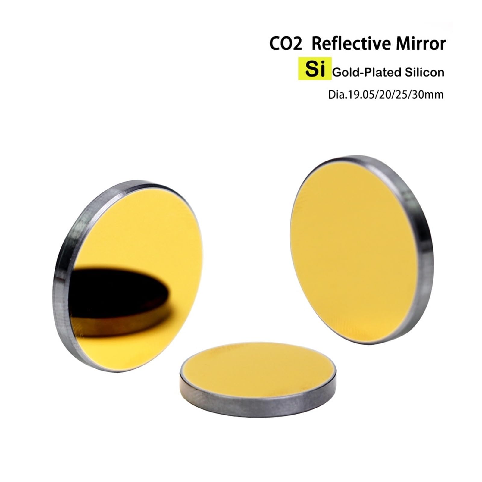 Miroirs Réfléchissants Co2 Si for Graveur Et Machine De Découpe, En Silicium Plaqué Or Dia19.05/20/25/30 10,6 Um 400W, 1/3 Pièces(3pcs,19.05mm)