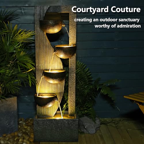 image for Sunlinua Large Water Fountain Waterfalls Fountain 5-Tier Outdoor Floor