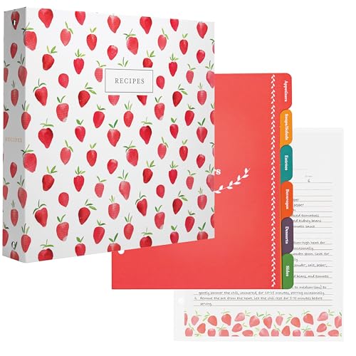 Jot & Mark 8.5' x 11' 3 Ring Recipe Binder with Spill-Proof Clear Binder Sleeves Sheet Protector...