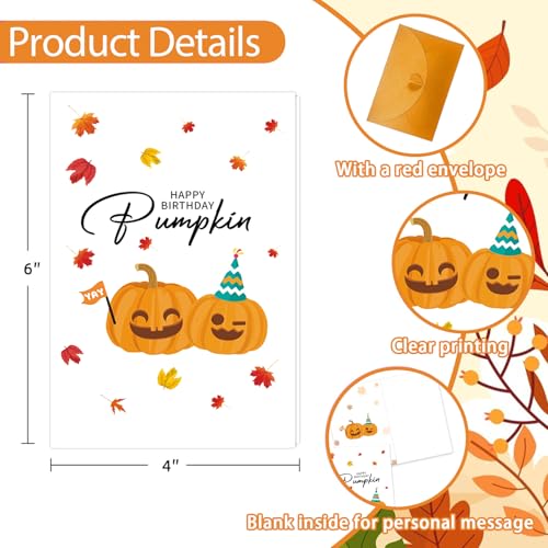 HEYINSHEN Biglietto di compleanno con zucca autunnale buon compleanno zucca biglietto del Ringraziamento biglietti di auguri di compleanno con busta carino autunno Ringraziamento biglietto regalo di