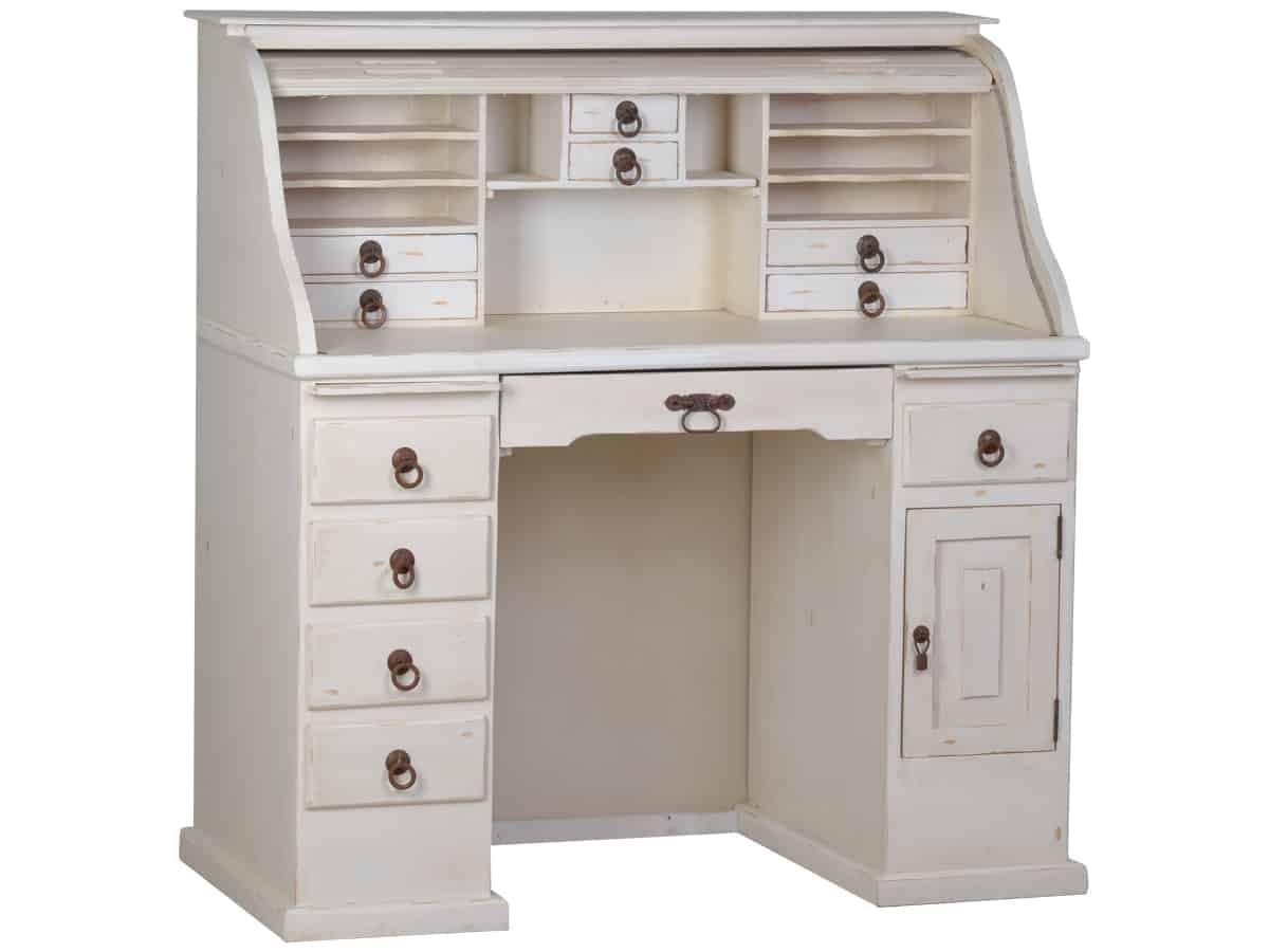 Sekretär Old White 124x125x58 cm Mexico Möbel Landhausstil Massivholz Pinie Weiß