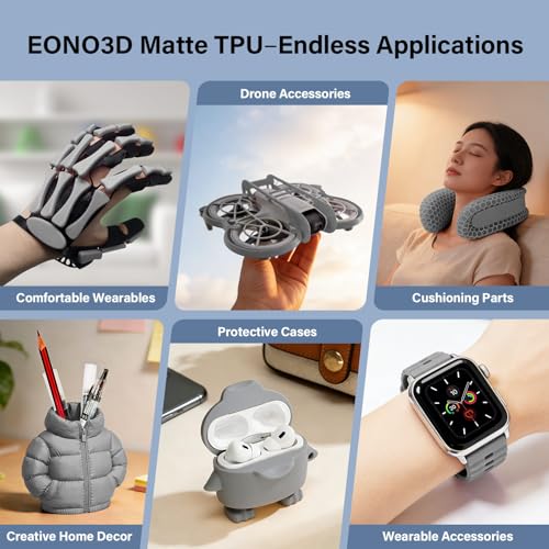 Image of Matte TPU Filament 1.75mm, 1kg - Shore 95A Flexible & Durable TPU, Matte Gray, Low-Gloss Matte Finish, Minimal Layer Lines, for Phone Cases, Wearables & Functional Parts