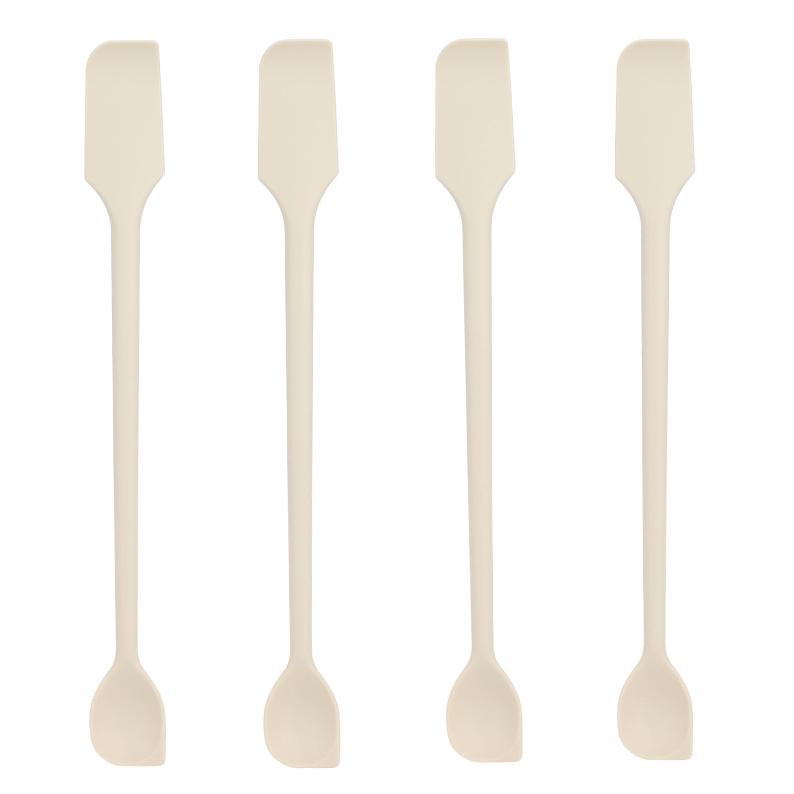 Tinoaly 4pcs Mini Spatulas Set, Silicone Double-Head Multifunctional Kitchen Small Tiny Rubber Spatulas Practical Kitchen Tool Accessories for Jar Jam Butter Makeup Cream Lotion (Off White)