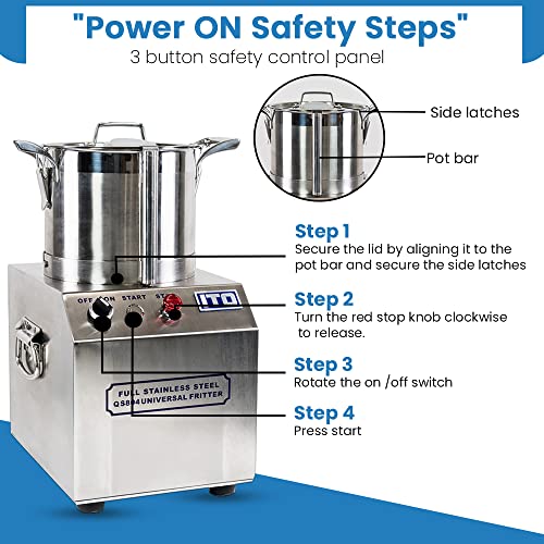 – 550W Electric 4L Stainless-Steel, Commercial Grade Food Chopper Processor Machine - Kitchen Fritter - 1400RPM High Output with Removable Blades - CE Certified
