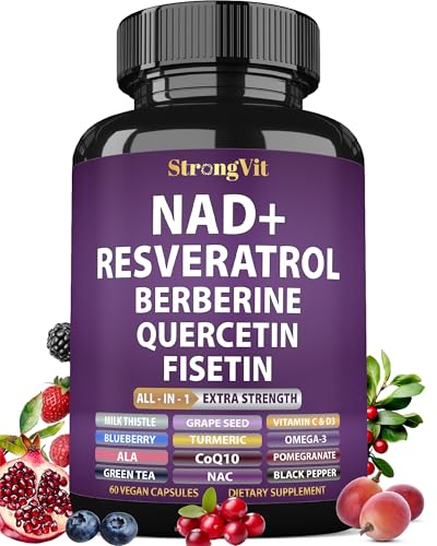 NAD Resveratrol Supplement for Women & Men. Support Cellular Health Energy + Healthy Aging. Advanced Formula Plus Third-Party Lab Tested in USA (60 Capsules)