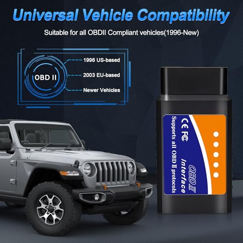 Image of OBD2 Bluetooth Scanner for iPhone iOS Android Windows Car Code Reader Enhanced Auto Diagnostic Scan Tool Odb2 OBDII Adapter Check Engine Light Live Data Reset Vehicle Performance Test Exclusive APP