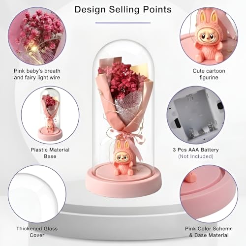 Image of Artificial Crochet Flower Bouquet Handmade Cotton Flowers Bunch for Home Decor, Gift for Girls, Wedding, Festival Decoration, Long Lasting Floral Arrangement (Pink Bouquet with Labu)