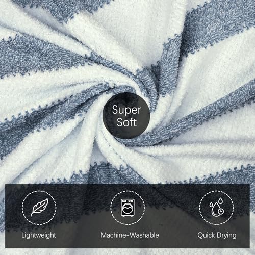 Image of Cortina Stripe Printed Towels for Bath (70 x 140 cm) 380 GSM Microfiber, Ultra Soft, Highly Absorbent & Quick Dry for Gym, Beach & Bathroom Towels for Men, Women & Kids (Navy Blue Big Stripe)