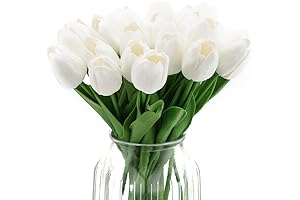 IPOPU 24PCS White Tulips Artificial Flowers: Experience the Beauty and Elegance of...