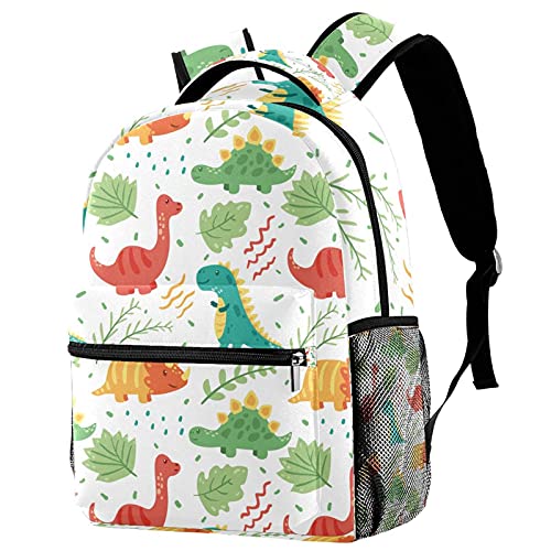 Sac à dos d'école grand compartiment avec motif dinosaure multicolore