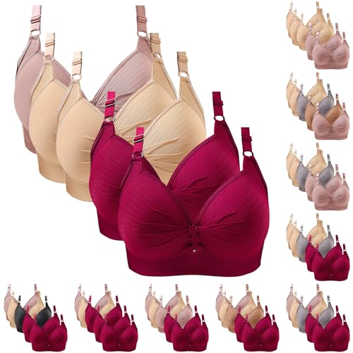 Sujetadores push up para mujer, brasier de cuello en V profundo, 5 piezas, tirantes ajustables, sostén de color sólido, brasier antiflacidez, brasier cómodo para el día a día, talla grande, brasier