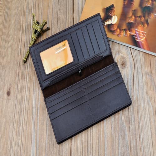 Embossed Bag Soft Portable PU Large Capacity Wallet Geometric Pattern Men's Wallets(Black)3