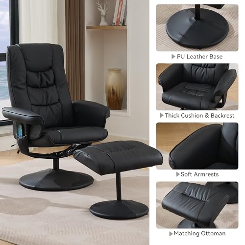 Sillón reclinable piel sintética negro miniatura 3