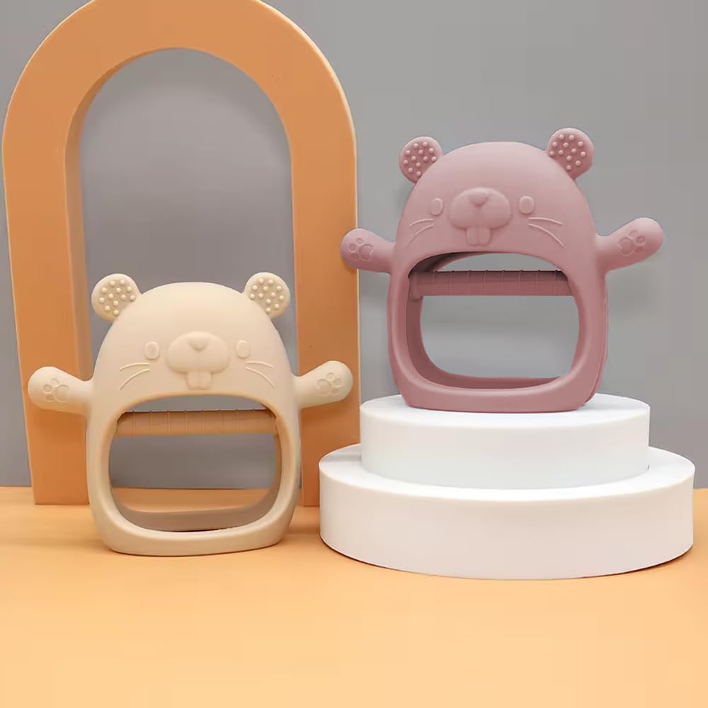Cubble 2 Pack Silicone Teething Mitten for Soothing Teething Pain Relief BPA Free Anti Dropping Wrist Hand Pacifier Teether Toy - Image 3