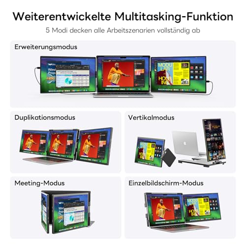 Omiodo 14" Laptop Bildschirm Erweiterung Screen Extender FHD 1200P Anti-Glare Ultradünn Tragbarer Monitor Für Laptop mit Ständer Plug &… – Ansicht 4