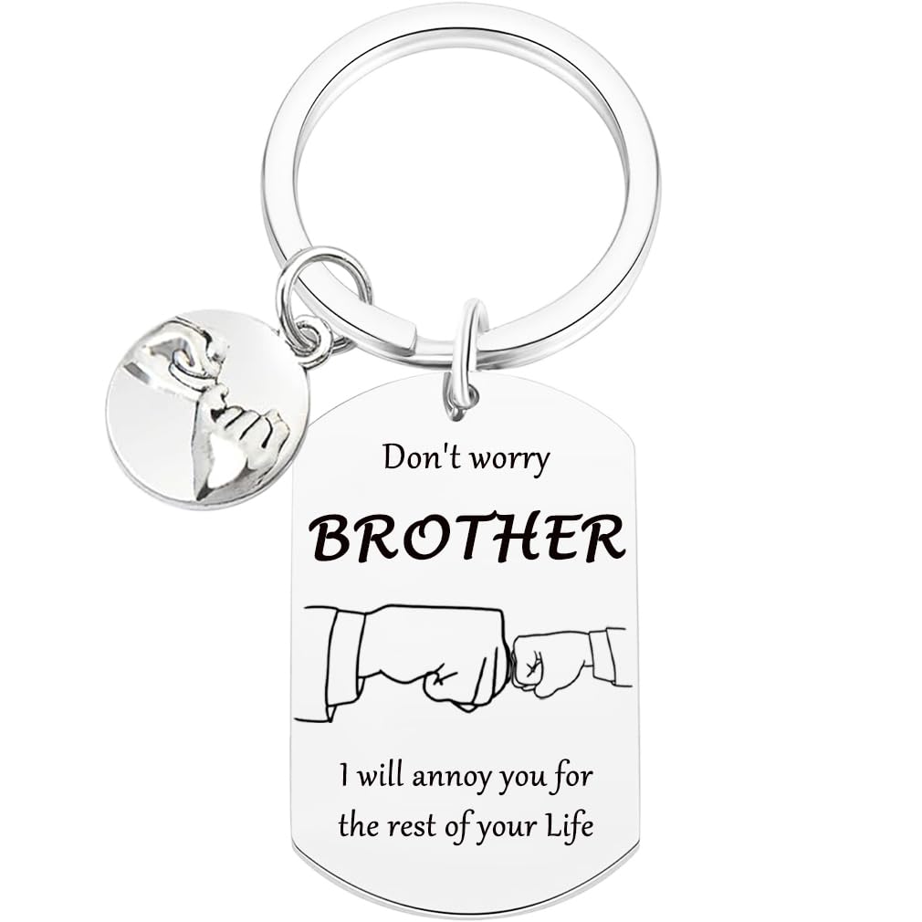 Tecreo Brother Gift From Sister Keychain for Big Brother, Little Brother, Brothers in Law, Funny Present for Men BFF Best Friend Birthday Gift