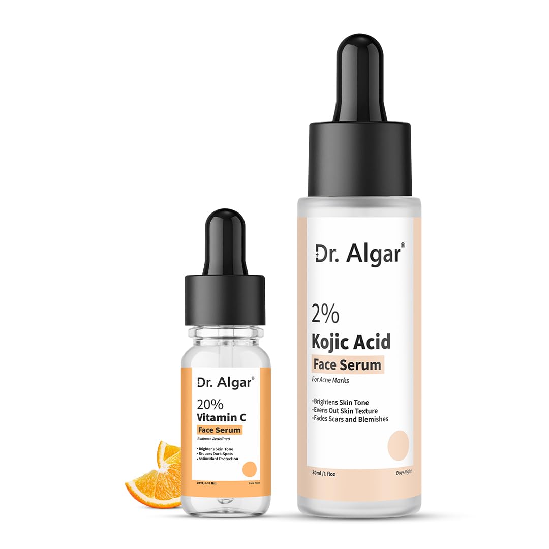 Vitamin C and Kojic Acid Face Serum Combo, Brightening & Dark Spot Reduction, Skin Care Treatment, 10 ml, Unisex Adult-image-26