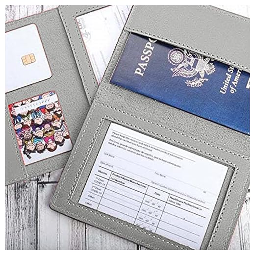 CDC Vaccination Certificate Leather Protective Cover- Multicolor Multifunctional Passport Holder Card Protector -Health Card Waterproof Card Case (Grey)