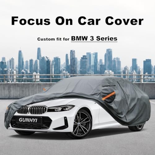 Image of GUNHYI Premium Car Cover Custom Fit BMW 3 Series M3 320i 325i 328i 330i 335i (2007-2026), 16 Layers Heavy Duty Car Cover Waterproof All Weather with Zipper Door for Sun Rain Snow Dust Uv Protection