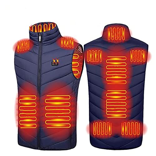 HB1 Heated Vest Jacket Fashion Men Coat 11pcs Heated Part Intelligent USB Electric Heating Thermal Winter Warm Clothes,Blue,3XL(90kg)
