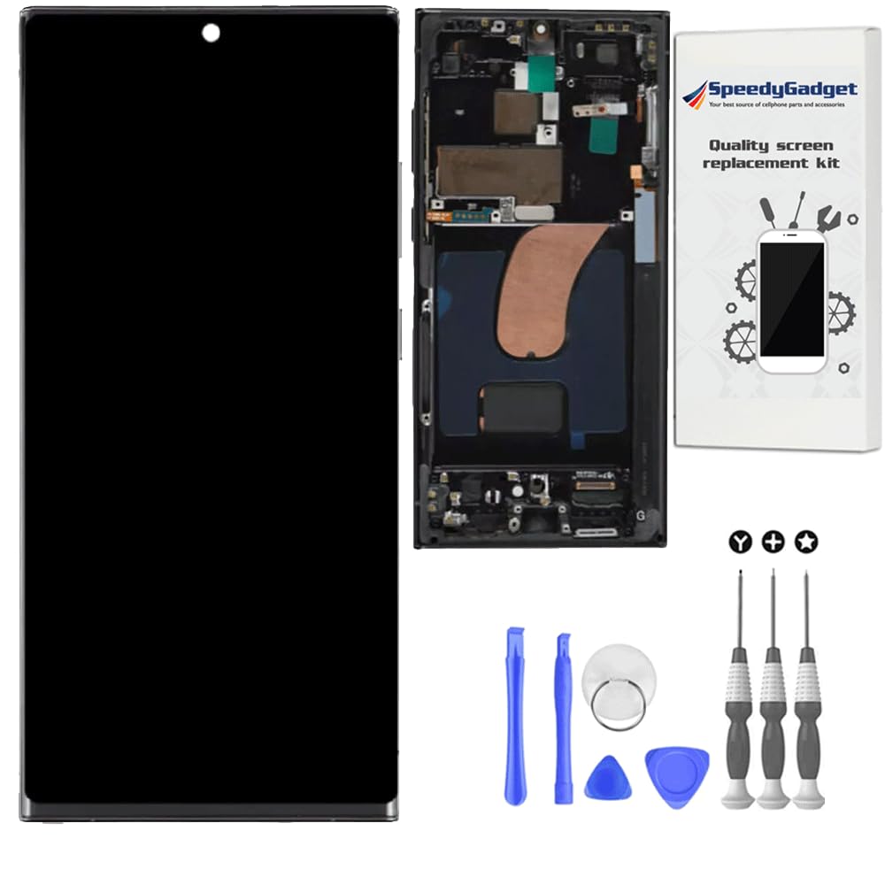 [Original Quality] S23 Ultra Screen Replacement for Samsung Galaxy S23 Ultra 6.8" Display Touch Digitizer with Phantom Black Frame – LCD Assembly by