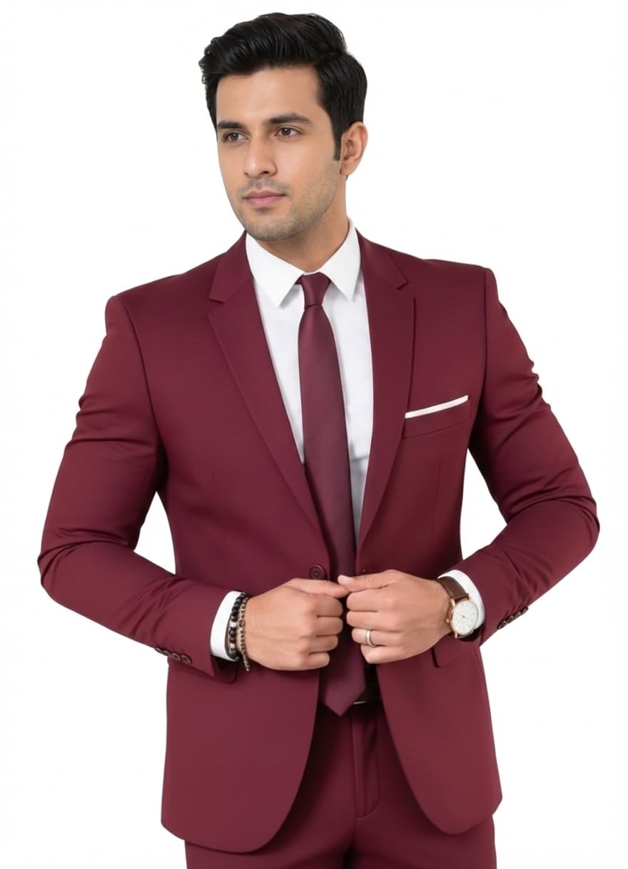 Men's Maroon Blazer, Formal Blazer Jacket, Single Button, Notch Lapel